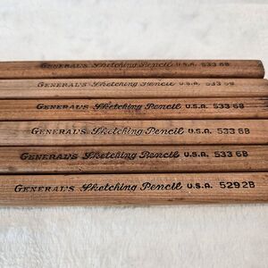 General's Sketching Pencil USA 533 6B x5 529 2B x1 Unsharpened Vintage